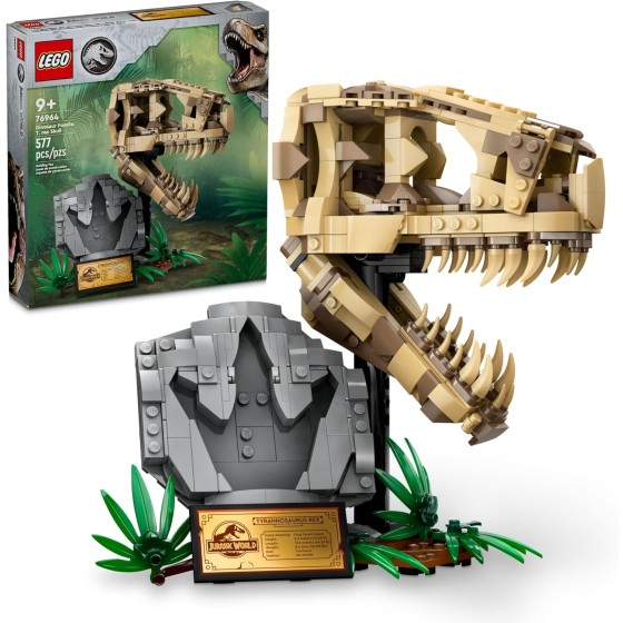 LEGO Jurassic World Dinosaur Fossils: T. rex Skull, Dino Toy for Boys and Girls, Educational Skeleton Model Set with Bones