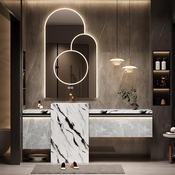 Bathroom Vanity with Sink - Modern Single Sink Freestanding Bathroom Vanity Cabinet with Large Storage, Solid Wood Construction, Includes Faucet & Drain Kit